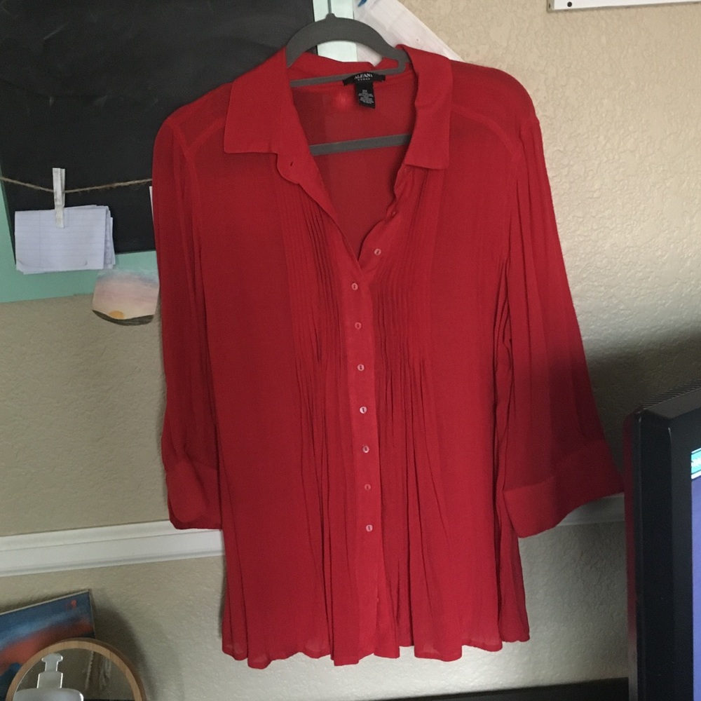 Red Alfani Button-up Blouse